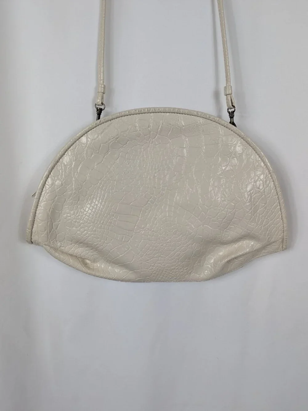 Handbag Monique White Snakeskin Print Texture Purse Shoulder Bag Vintage 80s 90s
